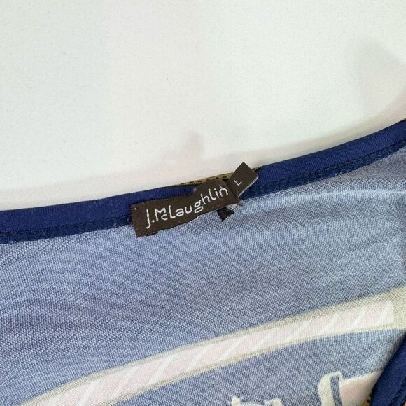 J.Mclaughlin Top Womens Large Blue Long-Sleeve Crew-Neck Blouse Catalina Cloth - Picture 5 of 9